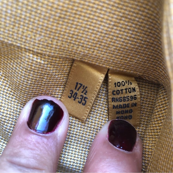 Donna Karan Signature Men’s Size 17.5 34/35 Gold Button-Up Collared Dress Shirt - Picture 4 of 15